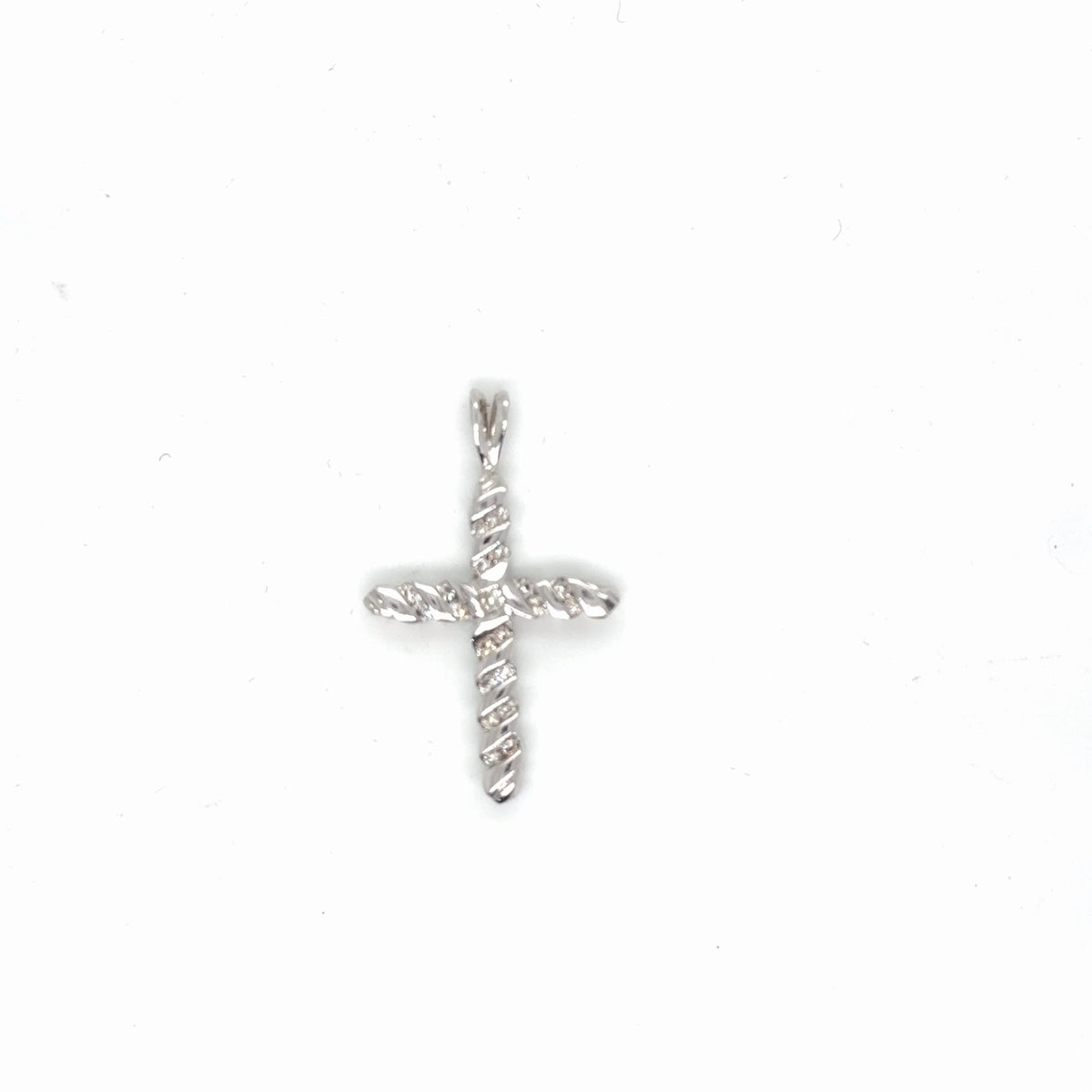 14K White Gold Diamond Twisted Cross Pendant 0.23 ctw Natural (view 2)