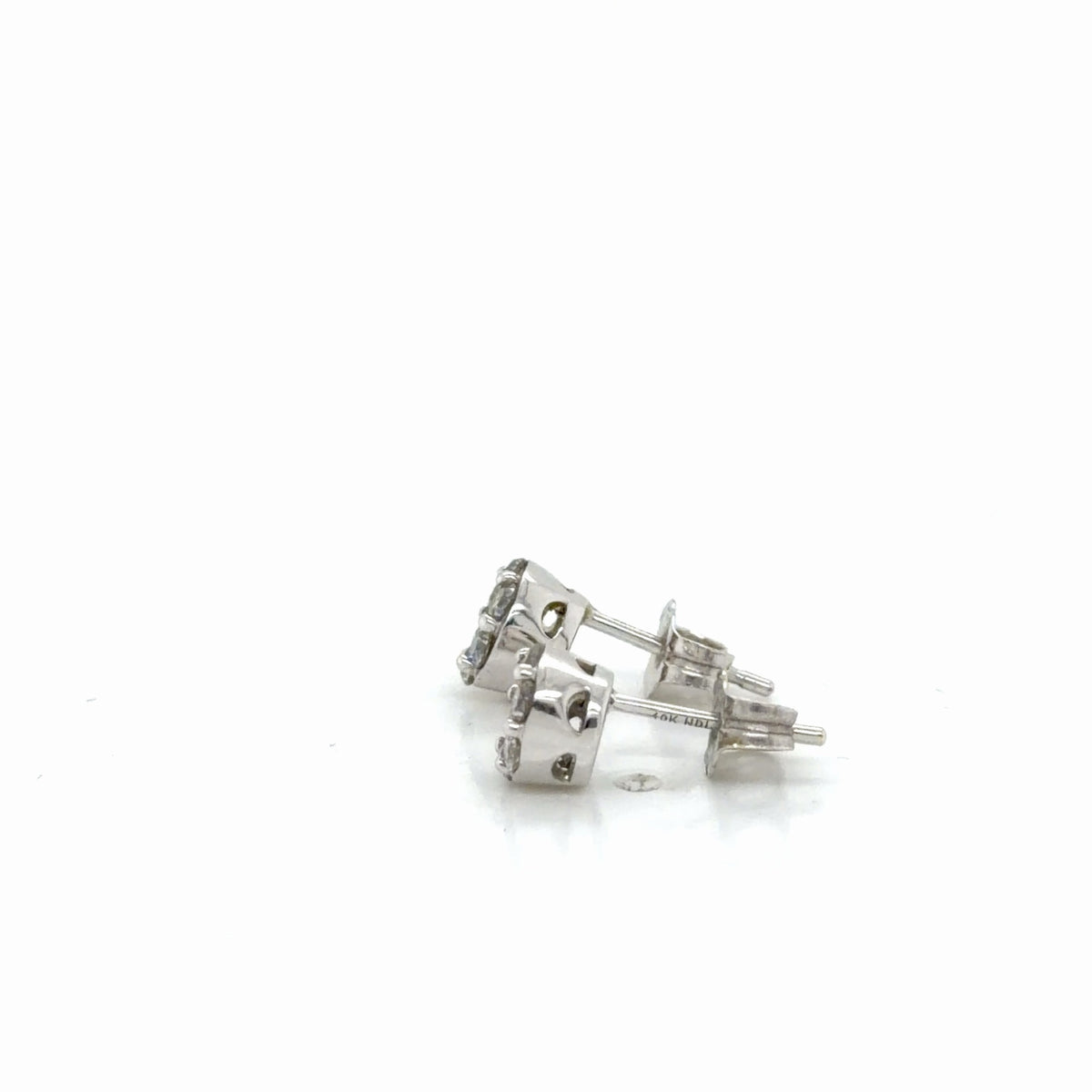 14-Diamond Cluster Stud Earrings 10K White Gold 0.50 ctw Round Natural (view 2)