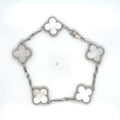 Van Cleef & Arpels Vintage Alhambra 5 Motif 18k White Gold Mother of Pearl Brac