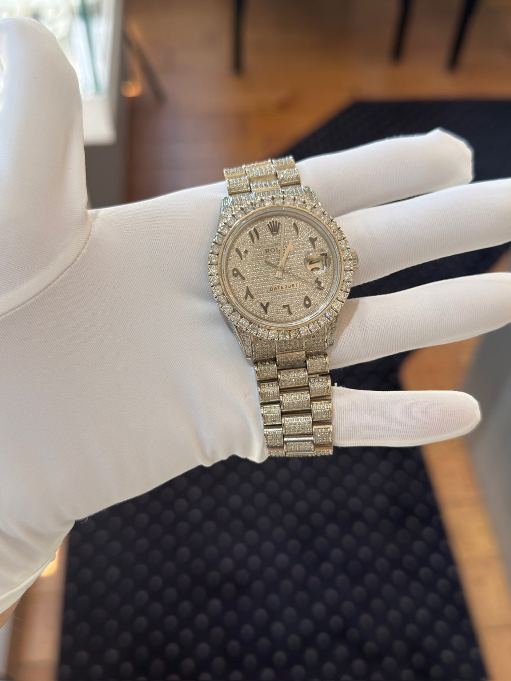 Rolex Datejust 36 Ref. 1600 Steel Aftermarket Diamond Pave Dial & Bezel (view 11)