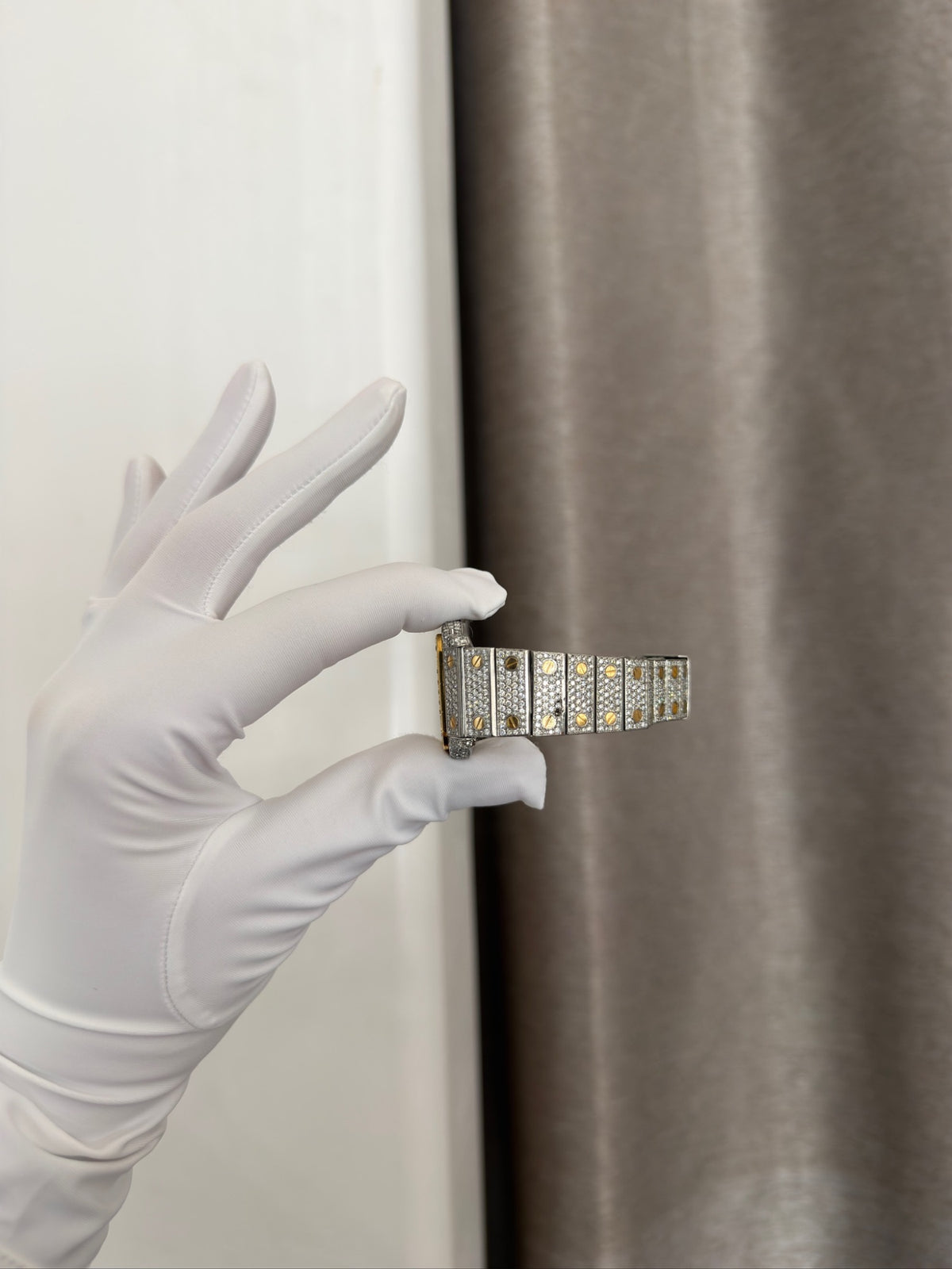 Cartier Santos Galbee Two-Tone Aftermarket Diamond Iced Out Watch (view 14)