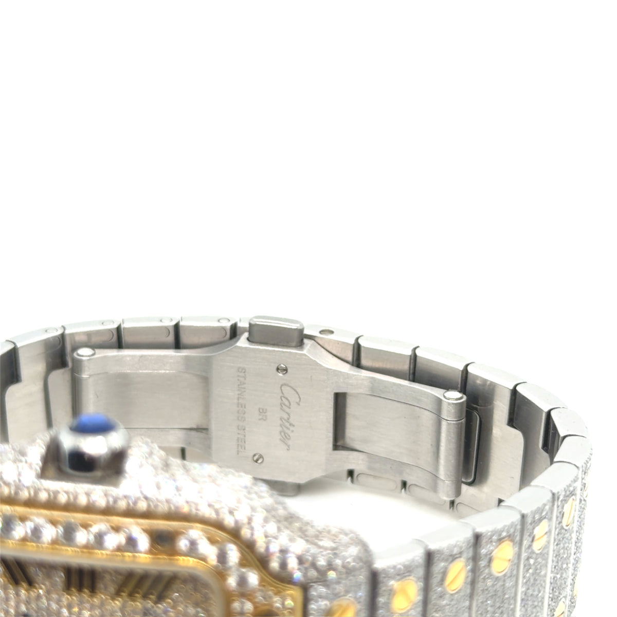 Cartier Santos Two-Tone Iced Out Diamond Watch Ref. 4075 35mm (view 7)