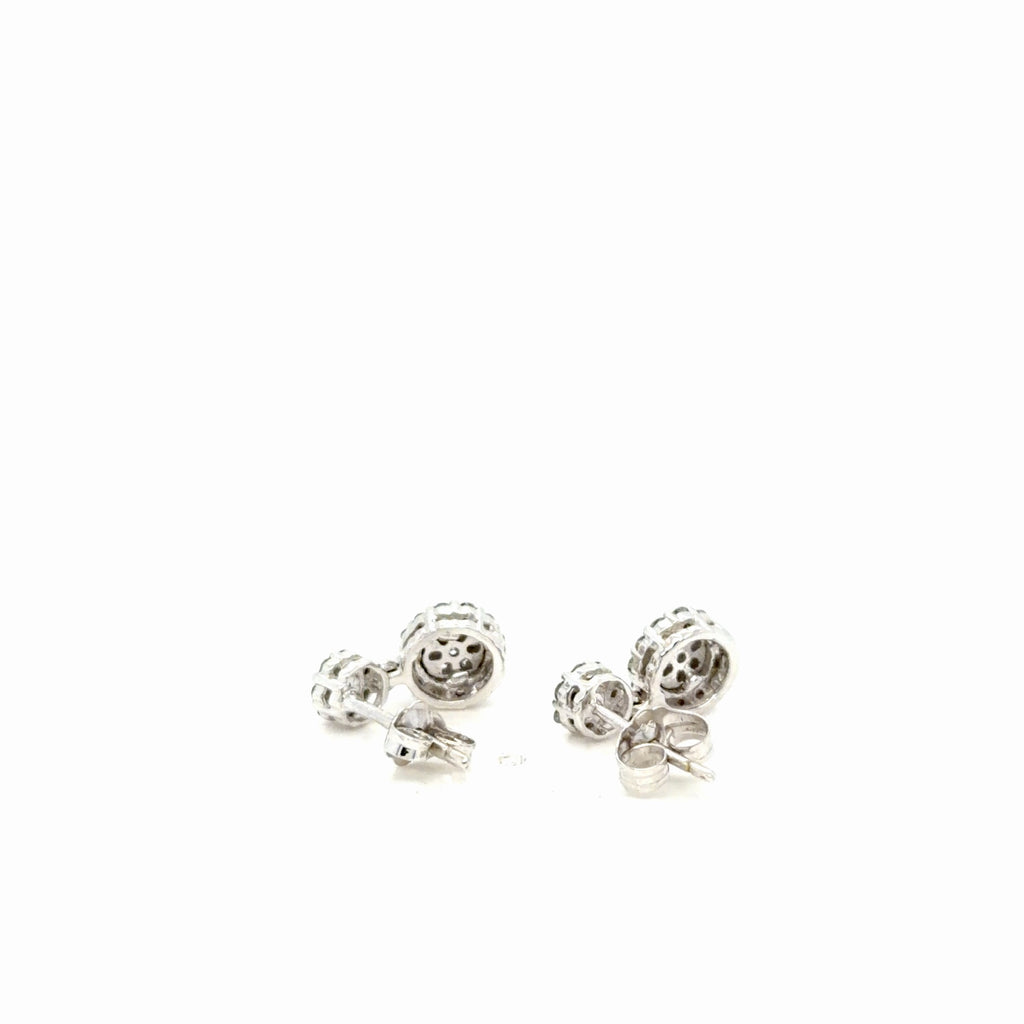14K White Gold Natural Diamond Drop Earrings Halo Cluster 0.37 Ctw (view 3)