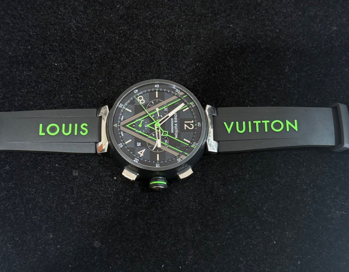 Louis Vuitton Tambour Damier Graphite Race Chronograph Watch QA130 46mm (view 6)