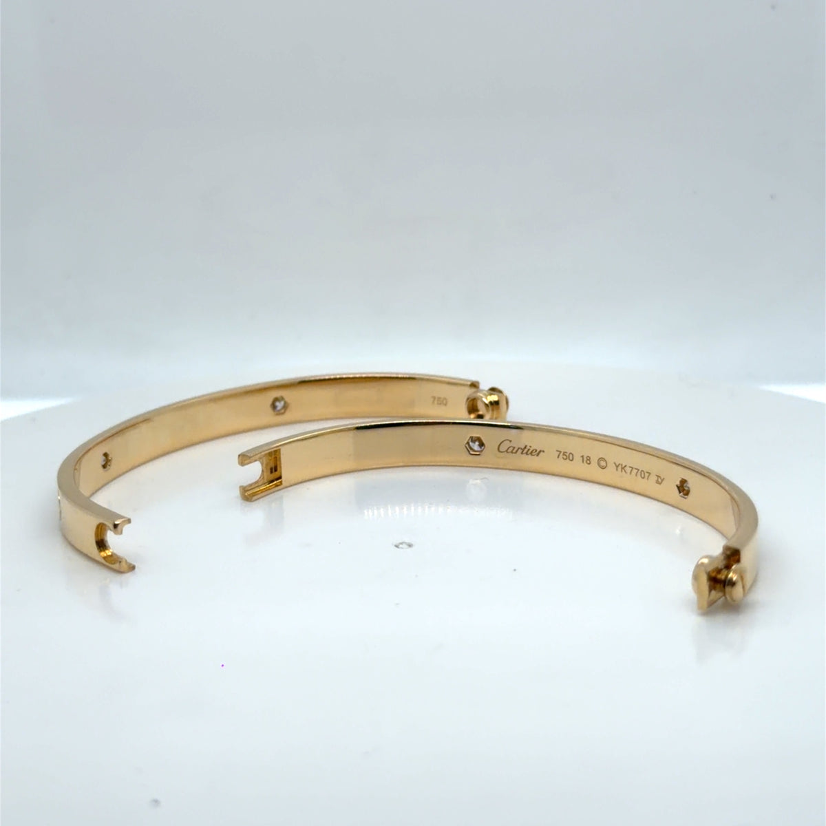 Cartier Love Bracelet 18k Yellow Gold 4 Diamond 0.48 ctw Size 18 (view 9)