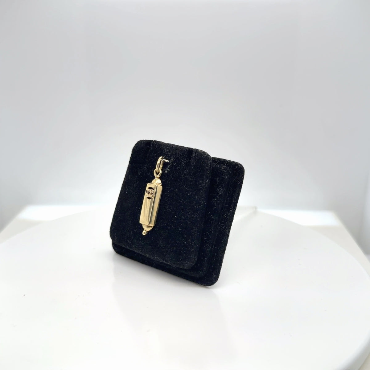 14K Yellow Gold Mezuzah Pendant Charm, Religious Jewish Keepsake (view 2)