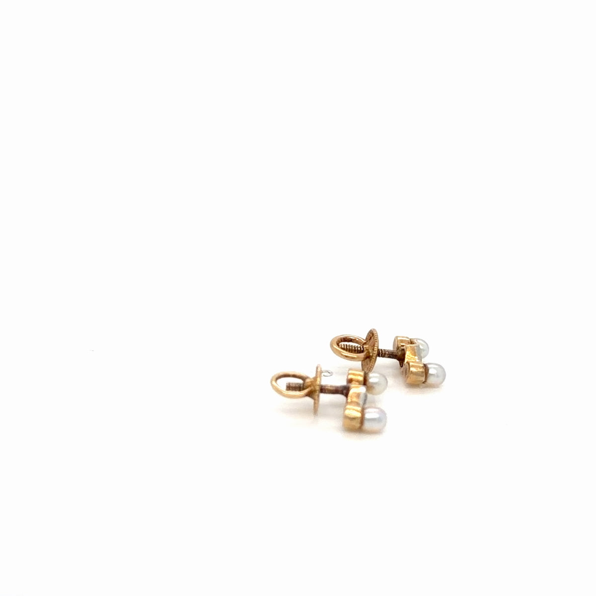 10K Yellow Gold Pearl Diamond Accent Screw-Back Earrings (view 4)