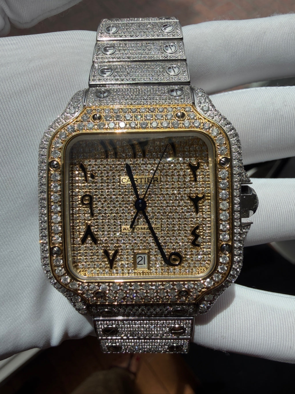 Cartier Santos 40mm Diamond Iced Out Automatic Watch WSSA0018 Box Papers (view 13)