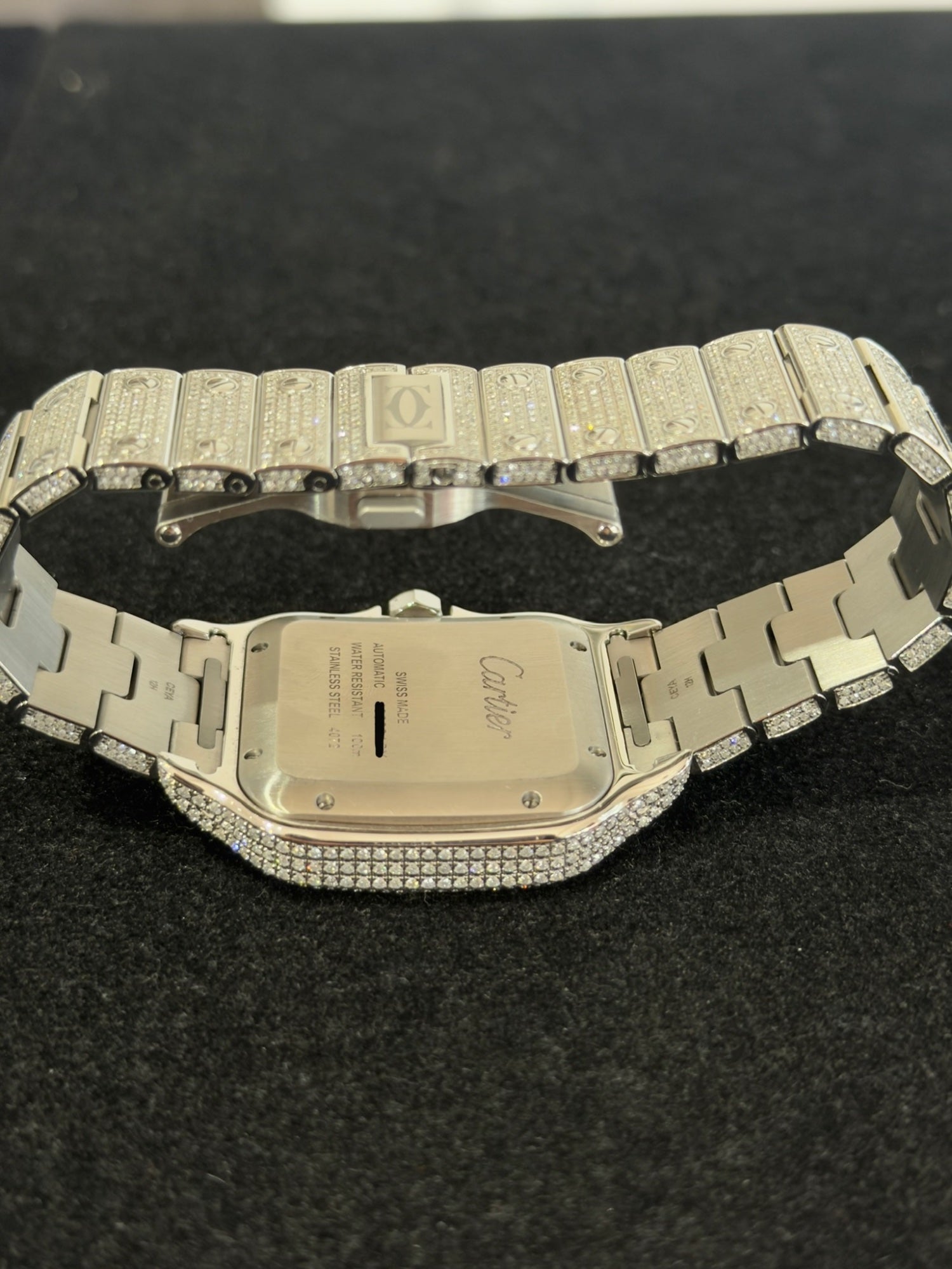 Cartier Santos 40mm Diamond Iced Out Automatic Watch WSSA0018 Box Papers (view 11)