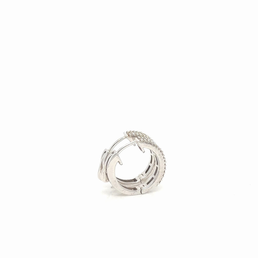 14K White Gold Natural Diamond Huggie Hoop Earrings 0.50 CTW I/I1 (view 5)