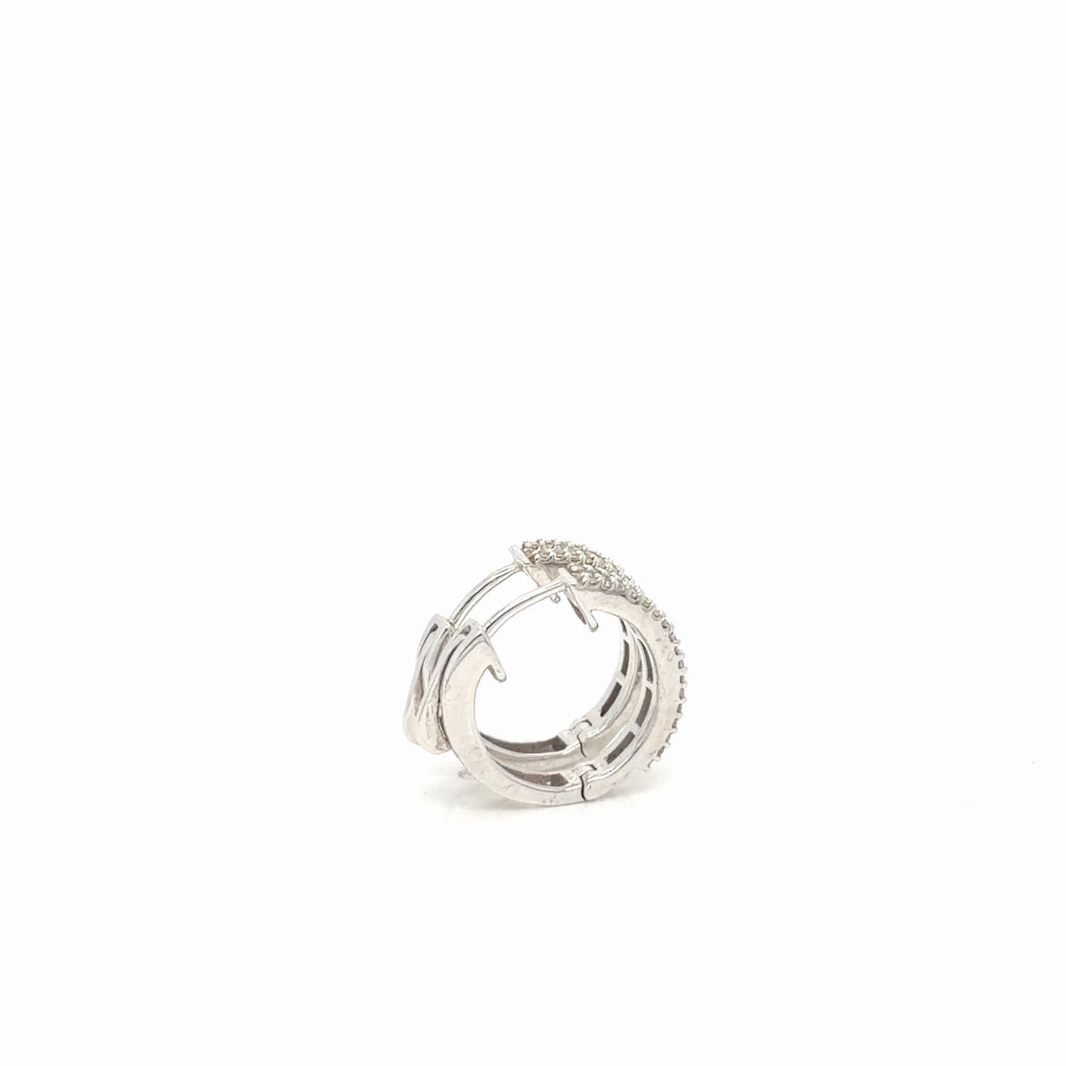 14K White Gold Natural Diamond Huggie Hoop Earrings 0.50 CTW I/I1 (view 5)