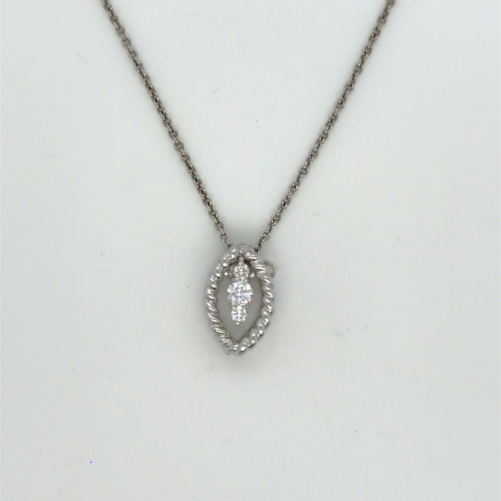 Roberto Coin 18K White Gold Diamond Pendant Necklace 0.10 ctw 18" (view 3)