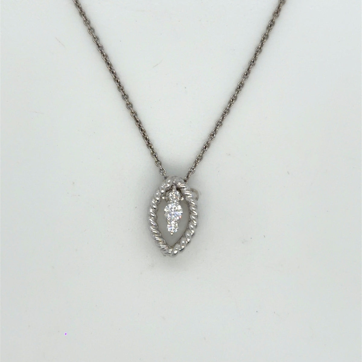 Roberto Coin 18K White Gold Diamond Pendant Necklace 0.10 ctw 18" (view 3)