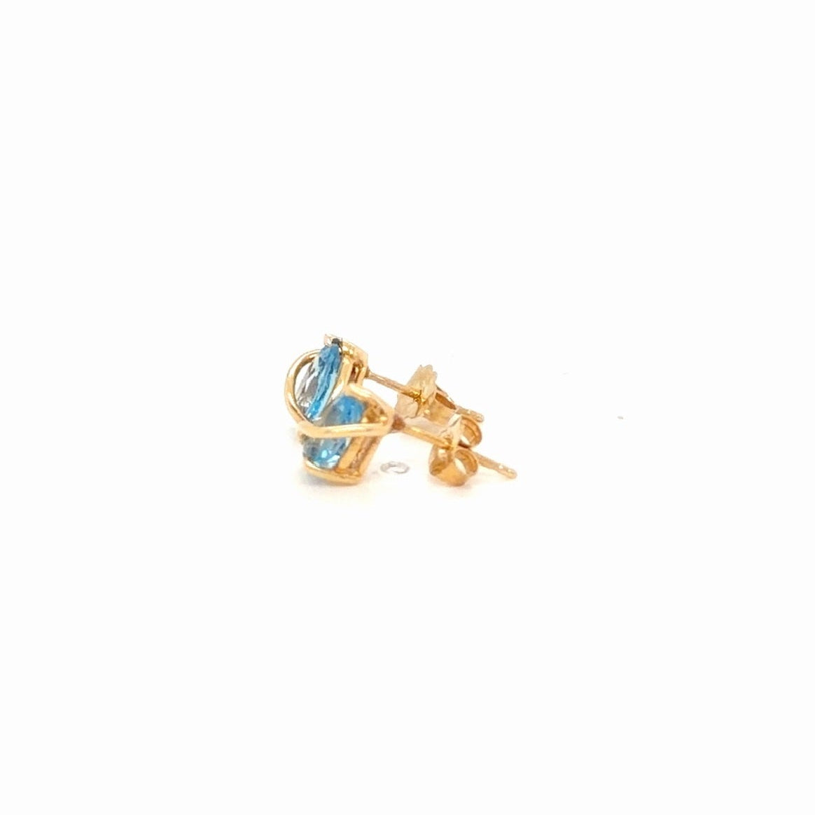 Blue Topaz Pear Cut Stud Earrings 14K Yellow Gold, 1.79g (view 3)