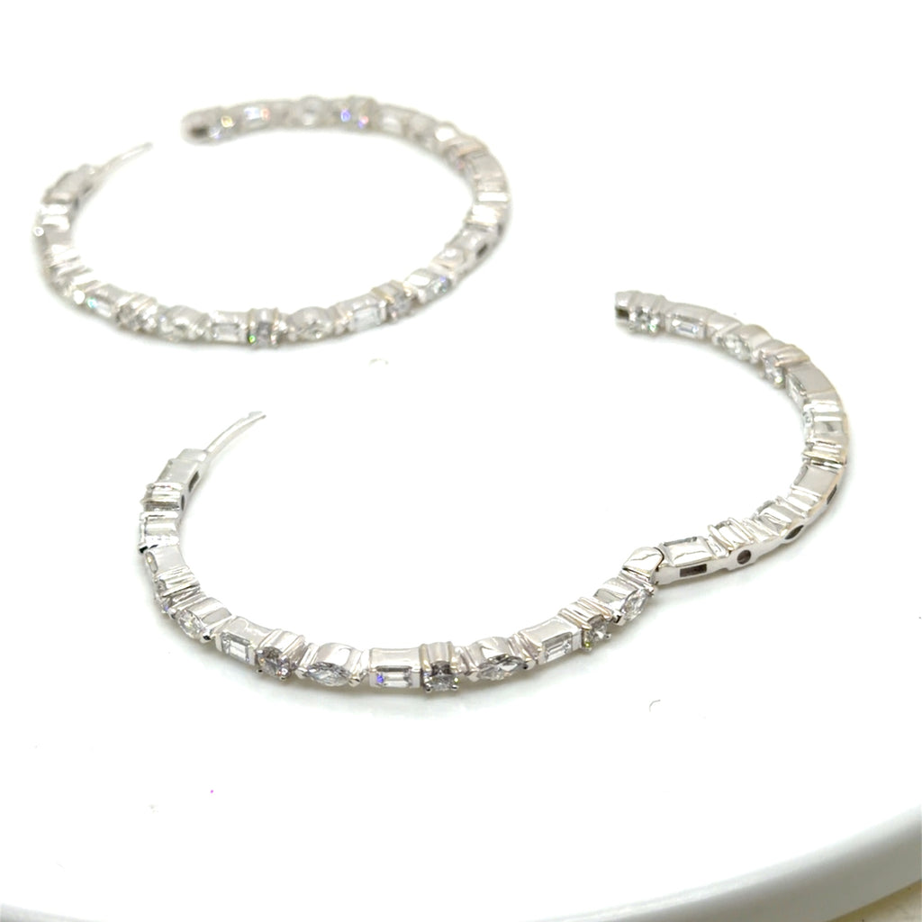Roberto Coin 18K White Gold Diamond Hoop Earrings 3.04 ctw F/G VS (view 5)