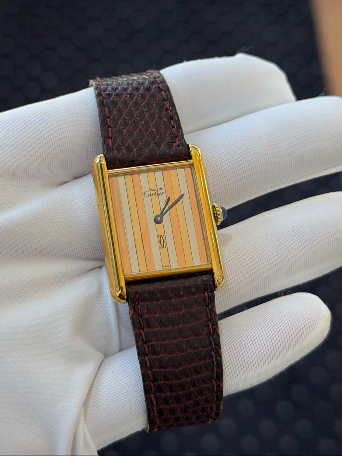 Cartier Must de Cartier Tank Silver Vermeil Trinity Dial Watch SV925 23mm