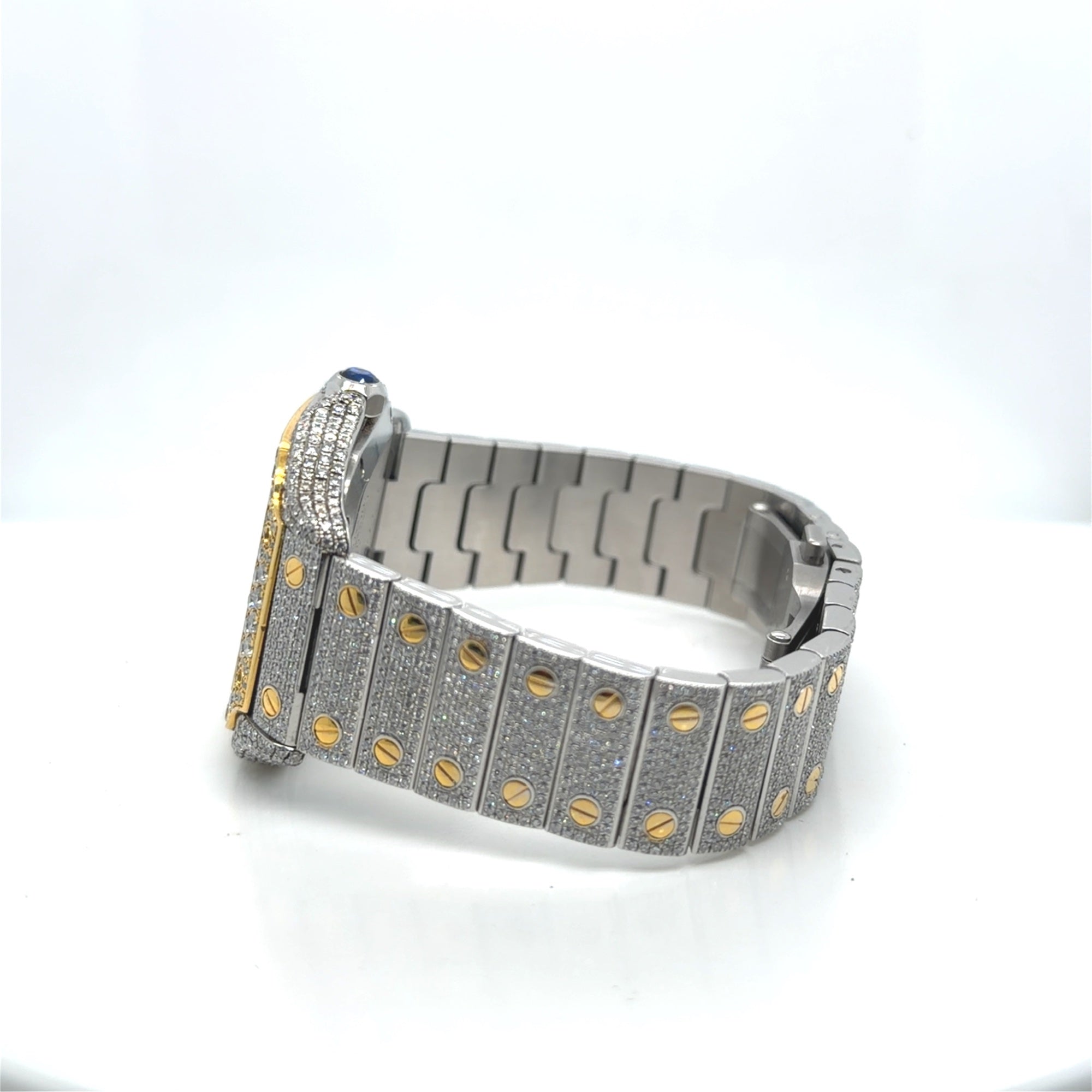 Cartier Santos Two-Tone Iced Out Diamond Watch Ref. 4075 35mm
