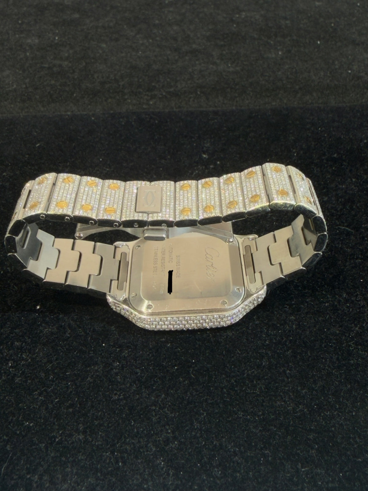 Cartier Santos Two-Tone Iced Out Diamond Watch Ref. 4075 35mm (view 9)