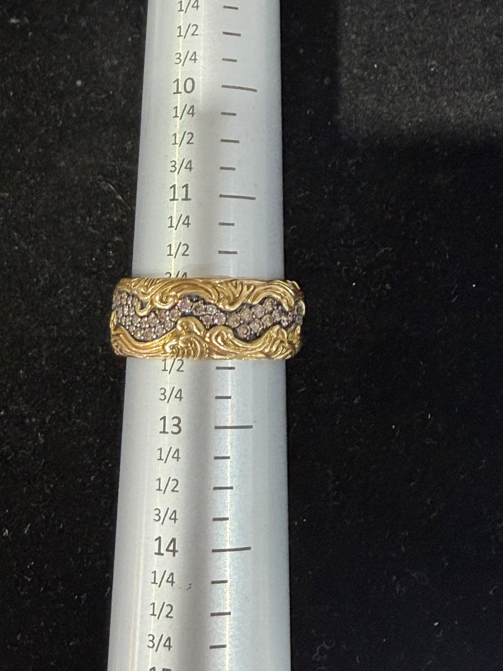 David Yurman Waves Band Ring 18K Yellow Gold Cognac Diamond 1.29ctwa Sz 12 (view 8)