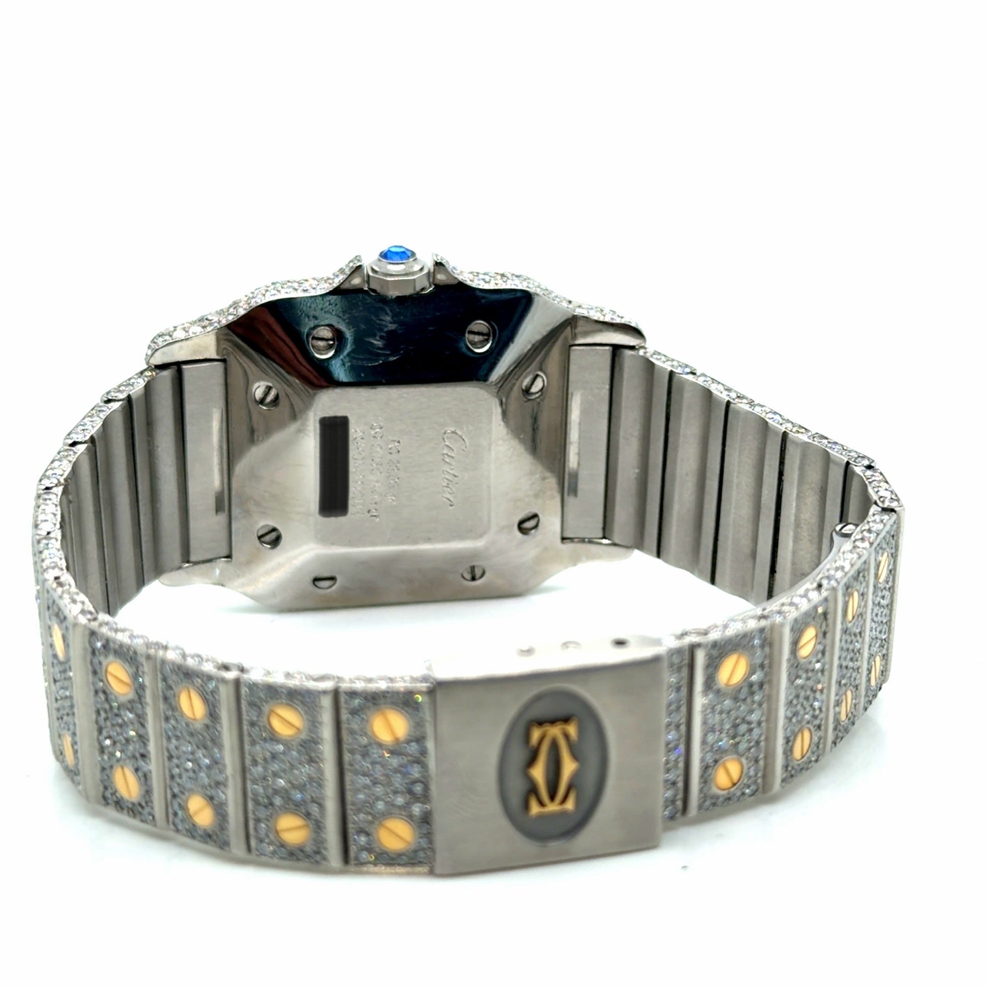 Cartier Santos Galbee Two-Tone Aftermarket Diamond Iced Out Watch