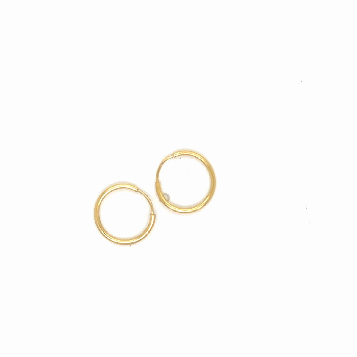 14K Yellow Gold Plain Hoop Earrings, Continuous Hoop, Minimalist (view 2)