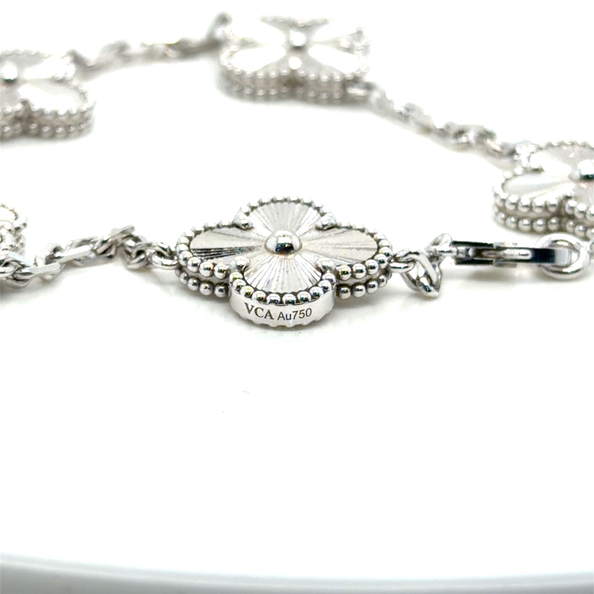 Van Cleef & Arpels Vintage Alhambra 5 Motifs Bracelet 18K White Gold (view 4)