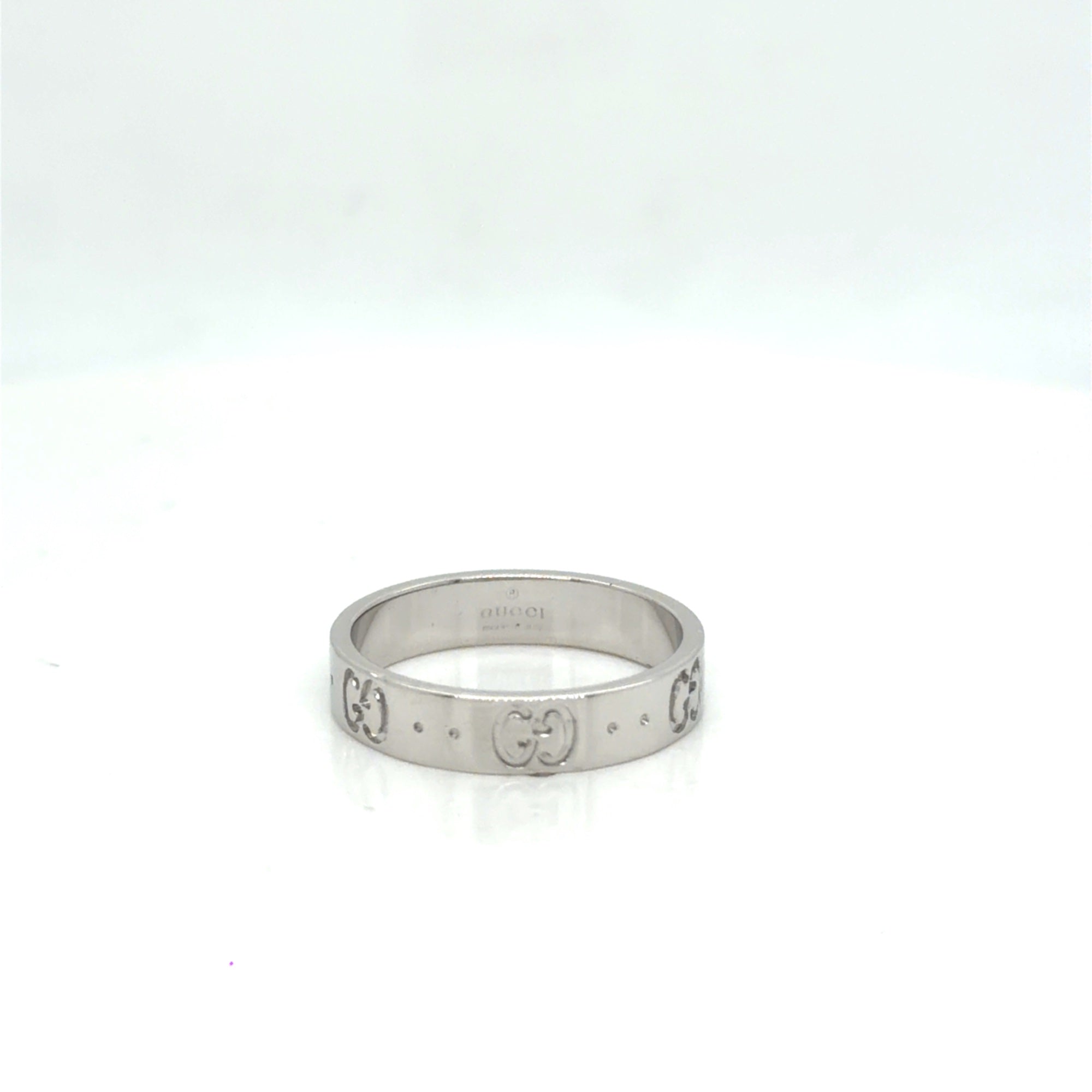 Gucci Icon Thin Band Ring 18K White Gold Size 5.75 (EU 12)