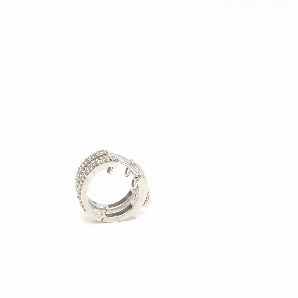 14K White Gold Natural Diamond Huggie Hoop Earrings 0.50 CTW I/I1 (view 3)