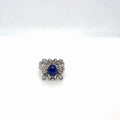 14k White Gold Synthetic Star Sapphire Diamond Cocktail Ring Size 5