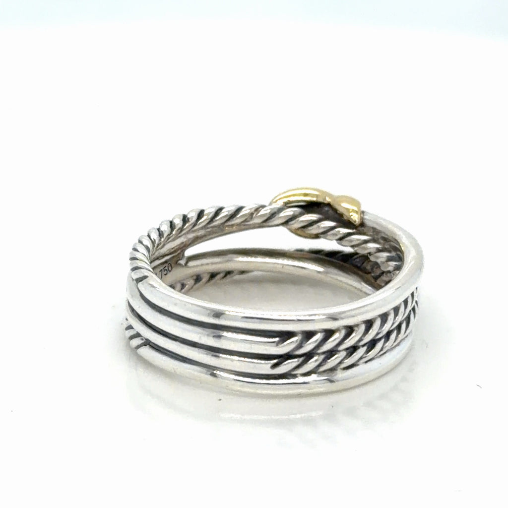 David Yurman Crossover Ring Sterling Silver 18k Gold Two-Tone Size 6.75 (view 6)