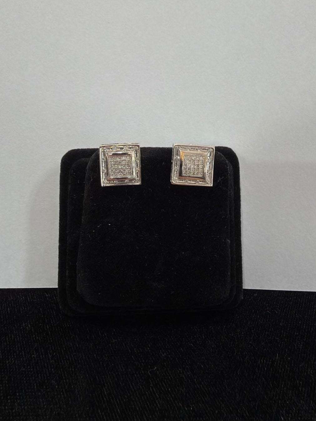 14K White Gold Natural Diamond Square Cluster Stud Earrings 0.25 ctw (view 5)