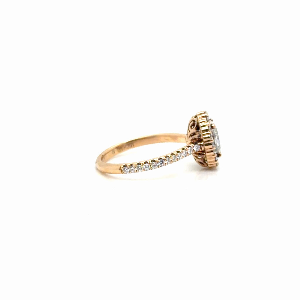 18K Rose Gold Oval Diamond Halo Engagement Ring 1.46 ctw GIA (view 2)