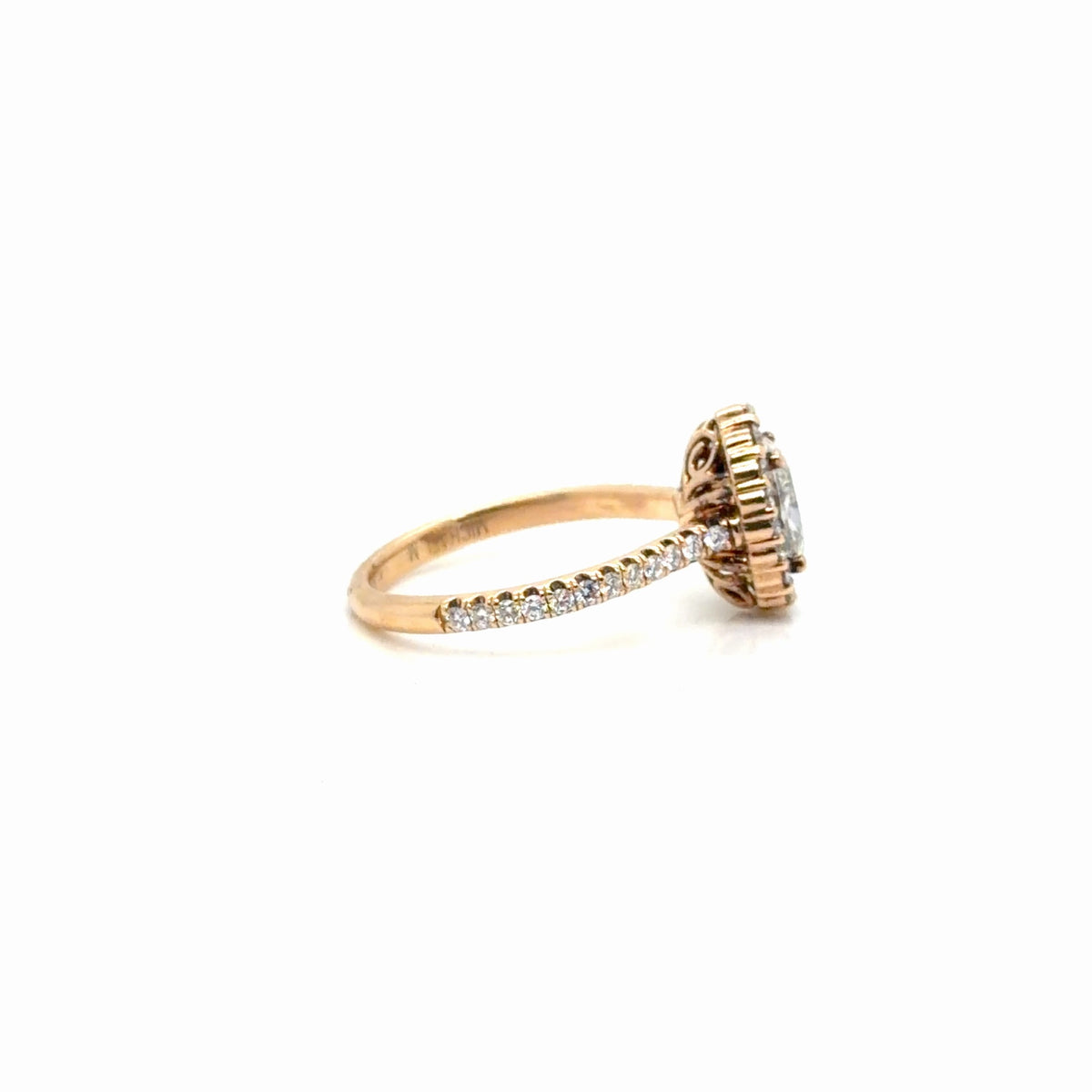 18K Rose Gold Oval Diamond Halo Engagement Ring 1.46 ctw GIA (view 2)