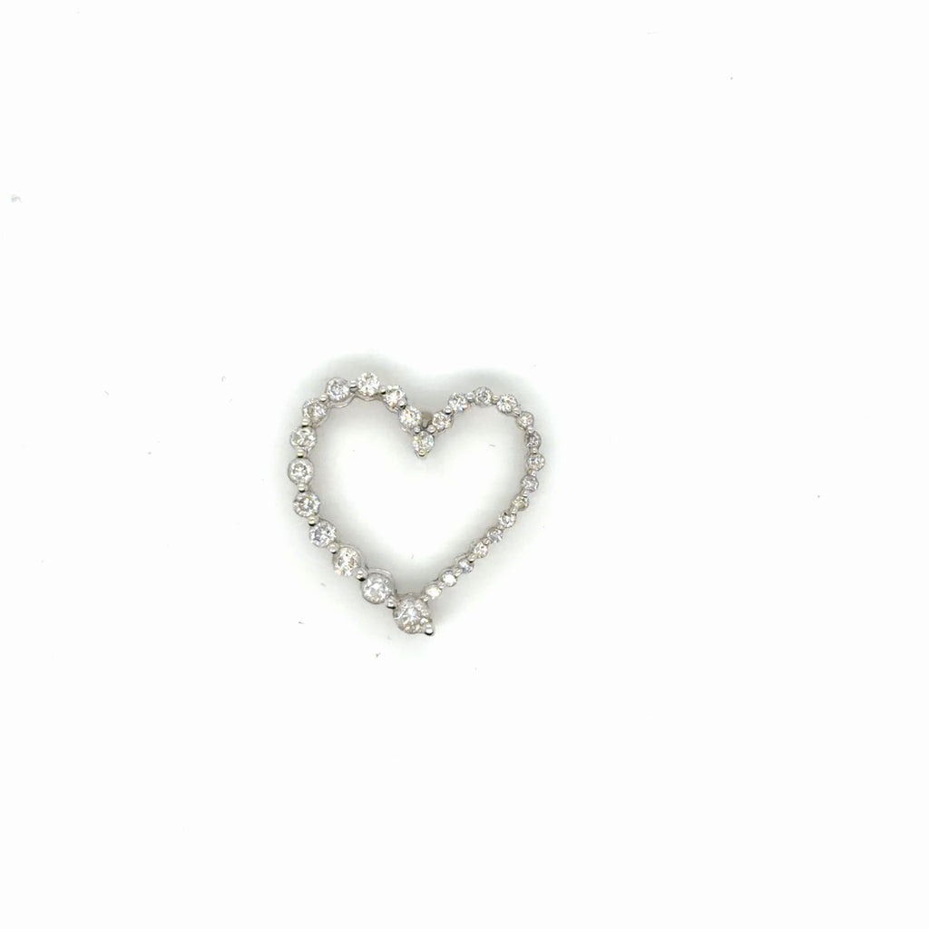 14k White Gold Natural Diamond Open Heart Pendant 0.25 ctw Round (view 3)