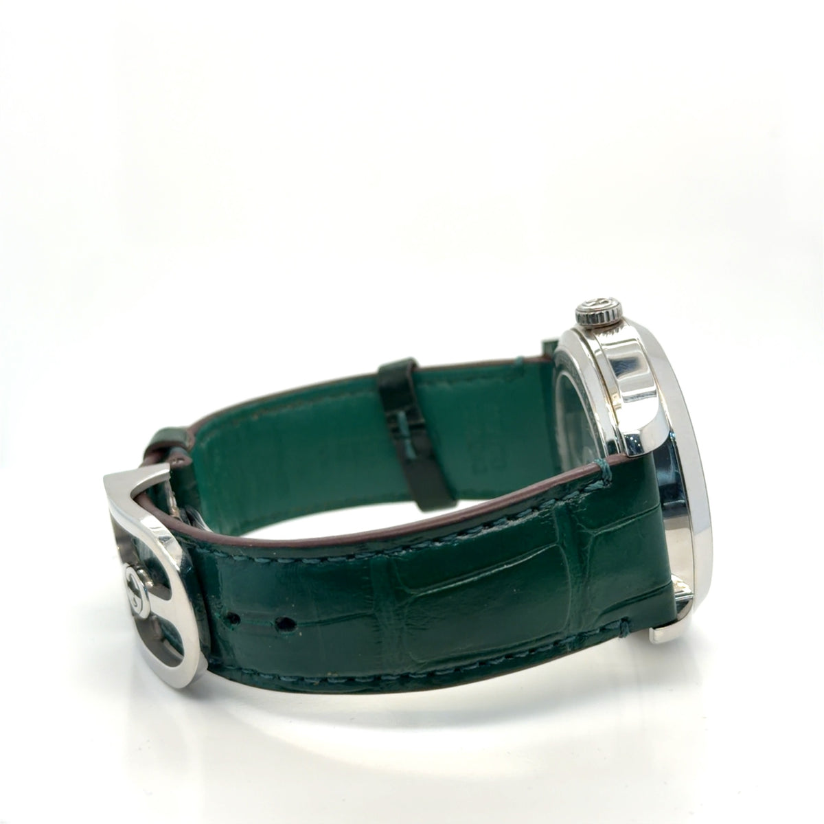 Gucci G-Timeless Automatic Green Malachite Bee Dial Leather Watch (view 4)