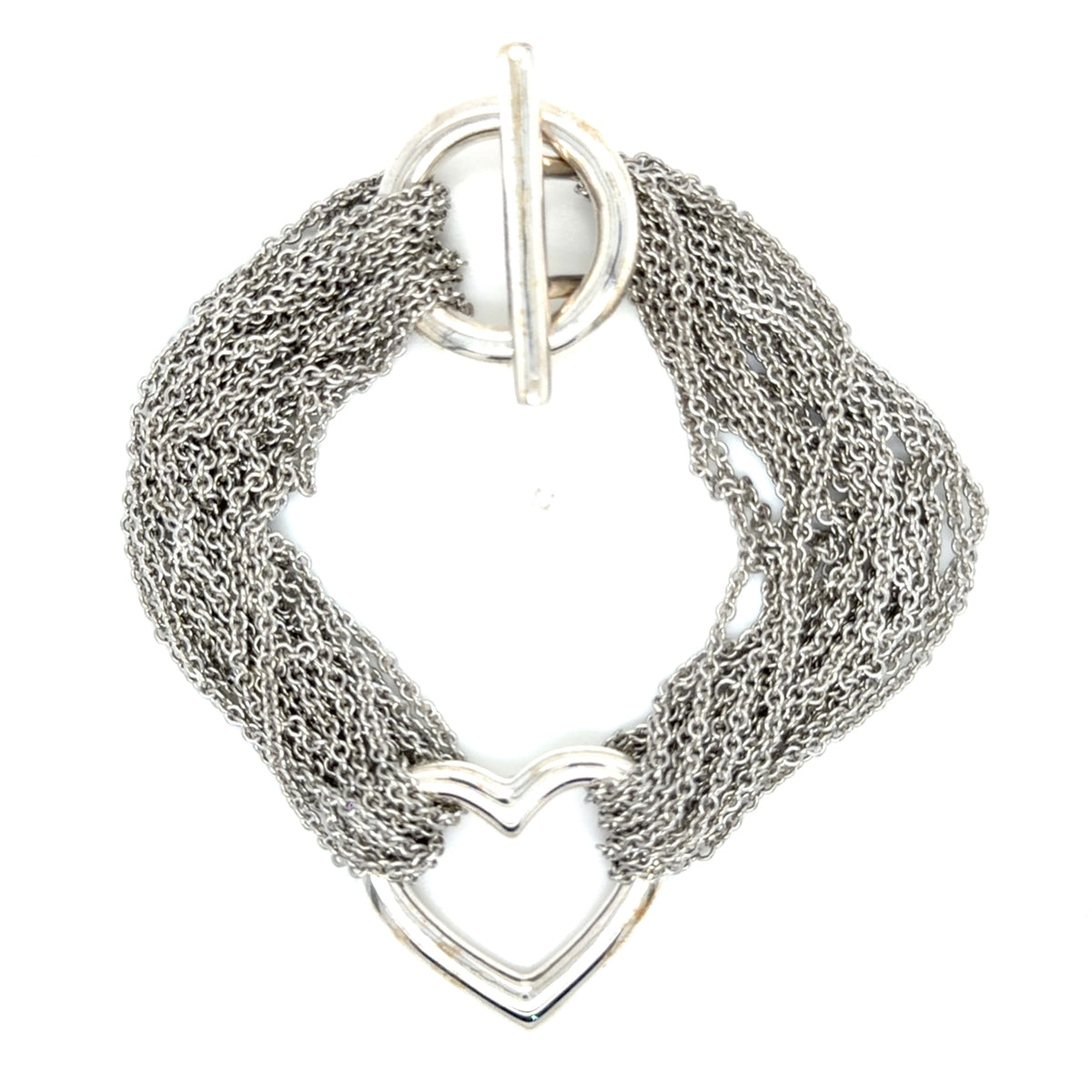 Tiffany & Co. Sterling Silver Multi-Strand Heart Toggle Bracelet 7.5"