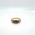 10K Yellow Gold Tourmaline Diamond Cocktail Ring, Three-Stone, Size 8
