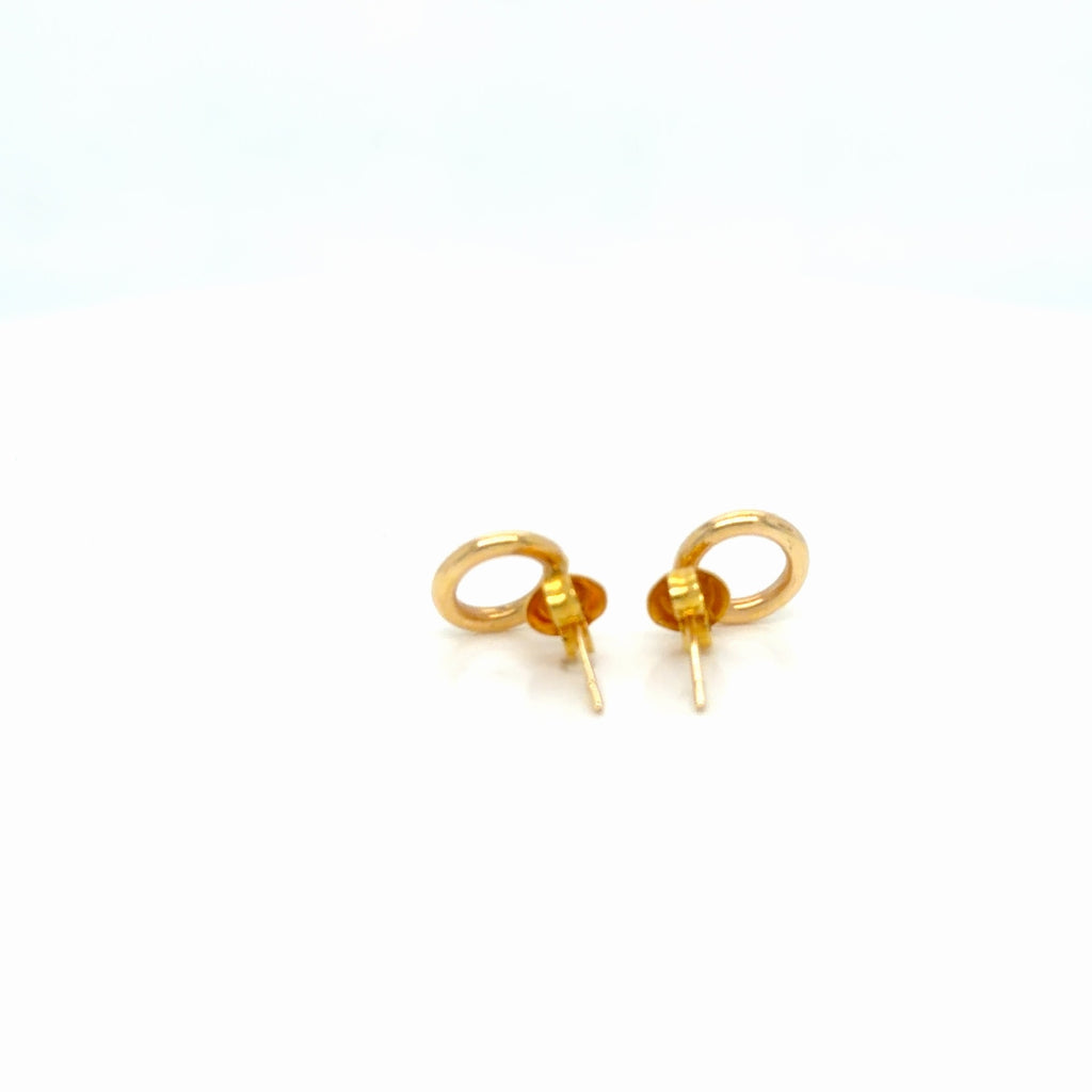 14K Yellow Gold Open Circle Stud Earrings, Minimalist Halo Design (view 4)