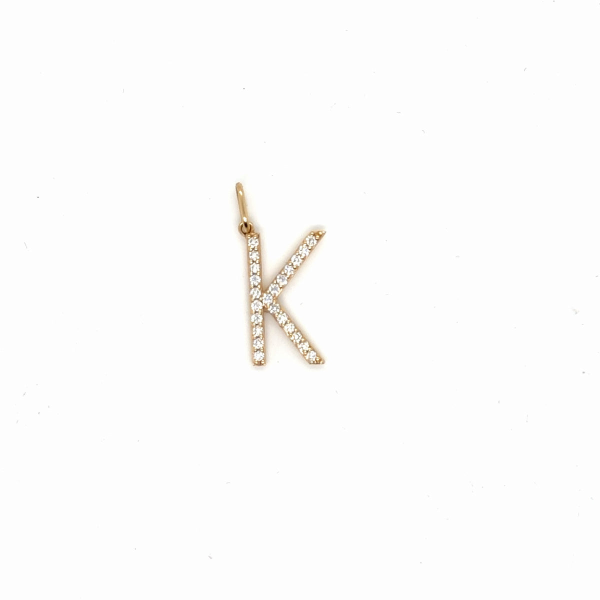 14K Yellow Gold Lab Grown Diamond "K" Initial Pendant 0.35 Ctw