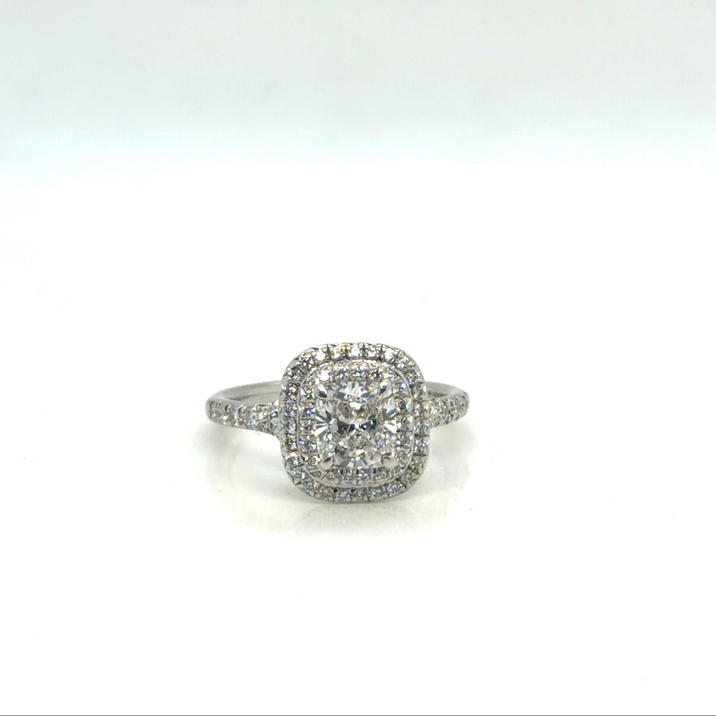 Tiffany & Co. Soleste Platinum Diamond Ring 0.98ct F VVS2 Cushion Sz 4.75 (view 1)