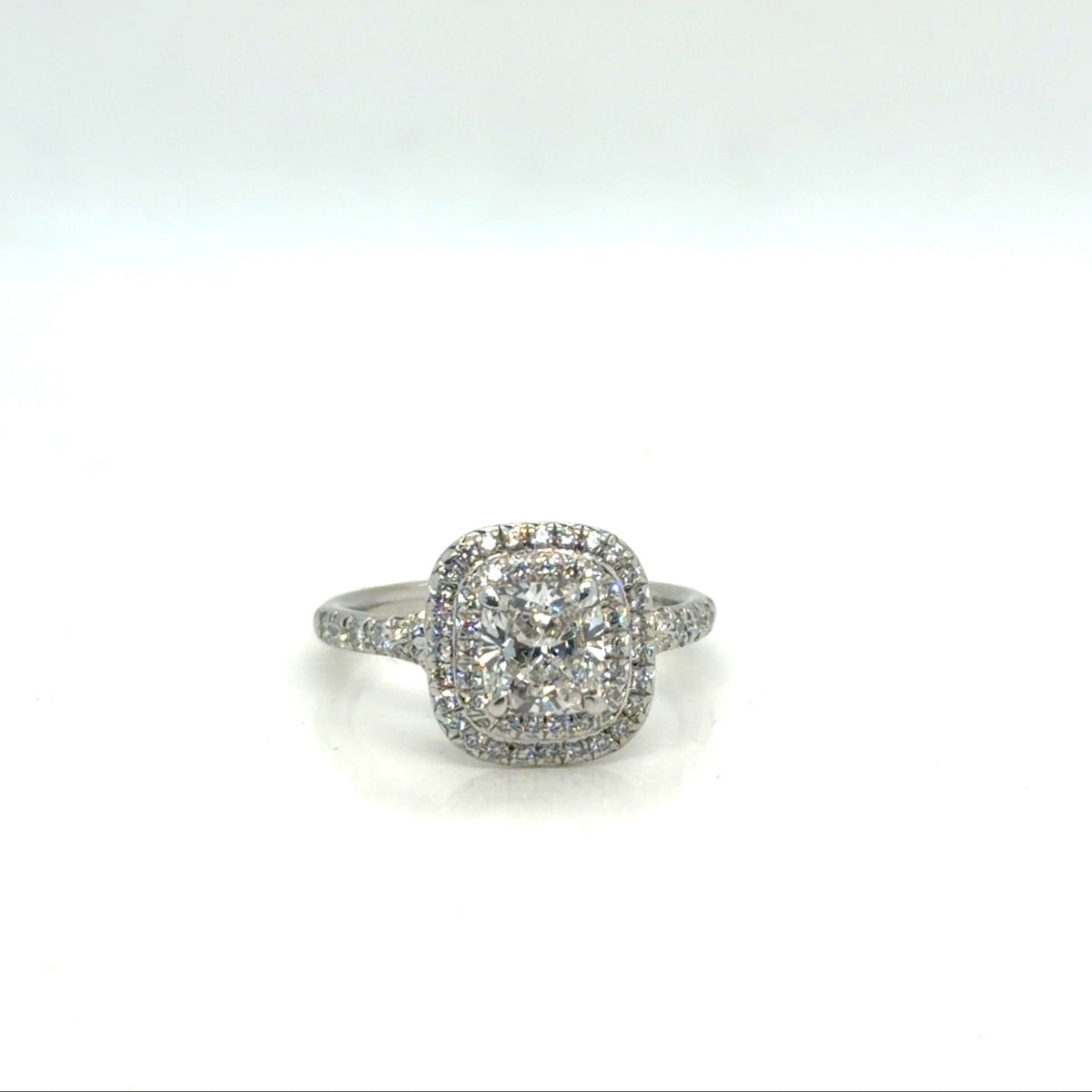 Tiffany & Co. Soleste Platinum Diamond Ring 0.98ct F VVS2 Cushion Sz 4.75 (view 1)