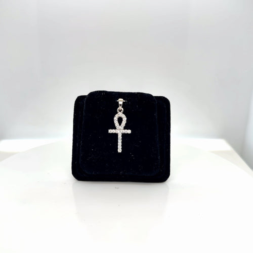 14K White Gold Diamond Ankh Pendant 0.25 CTW Natural Round H I1