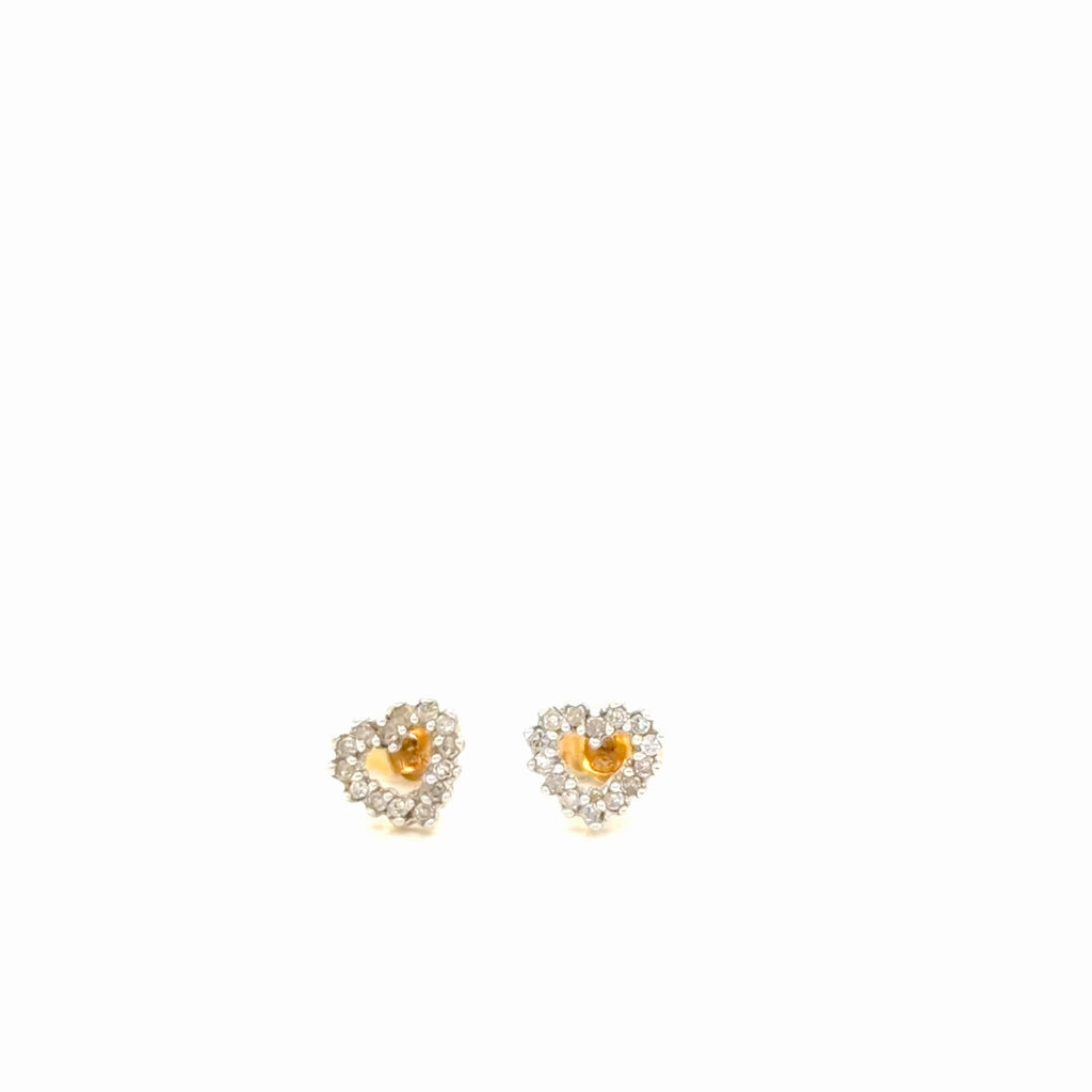 14K Yellow Gold Diamond Open Heart Stud Earrings 0.14 ctw Natural (view 4)