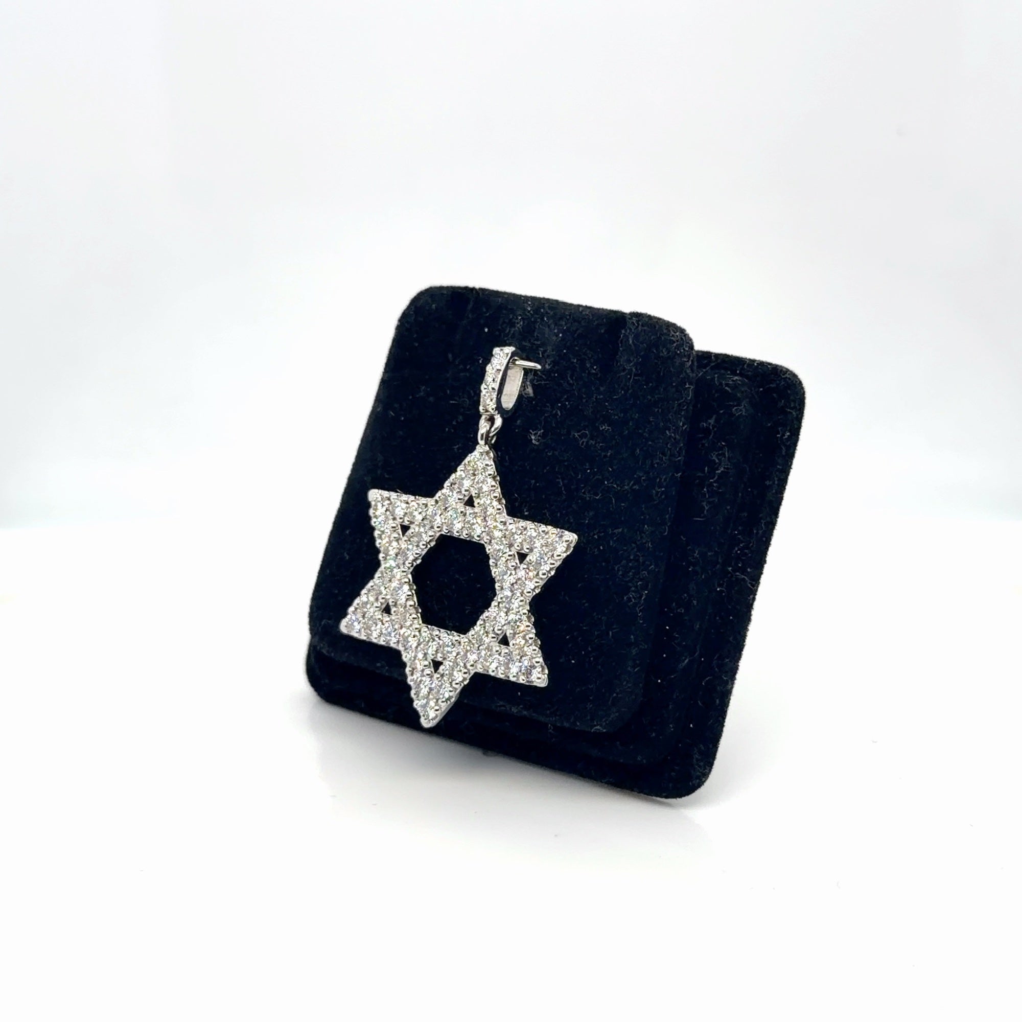 14K White Gold Diamond Star of David Pendant 2.25 Ctw Natural Round