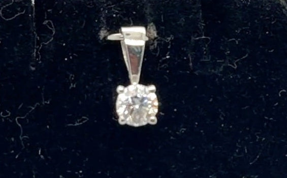 Diamond Solitaire Pendant 14K White Gold 0.25 Ct Round Natural G-H I1 (view 2)