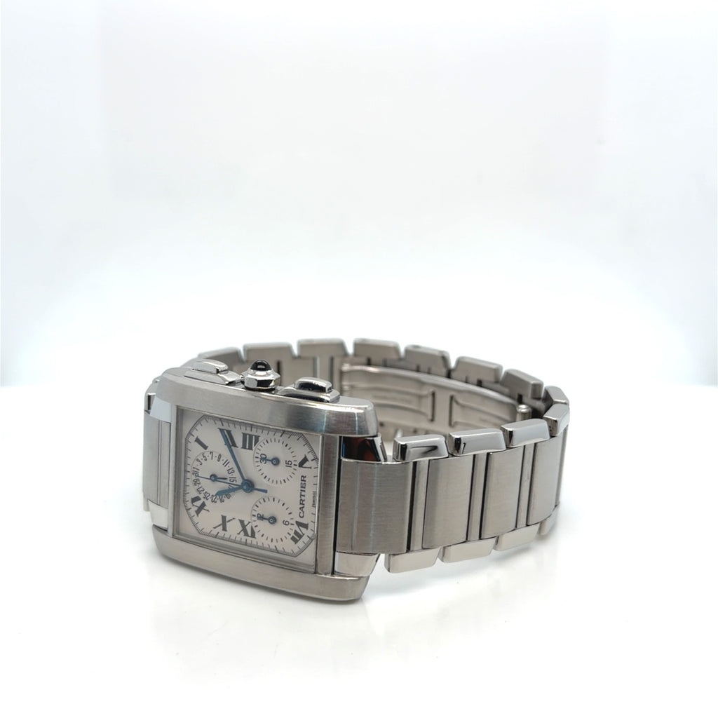 Cartier Tank Francaise Chronograph Steel & White Gold 28mm Ref. 2303 (view 7)