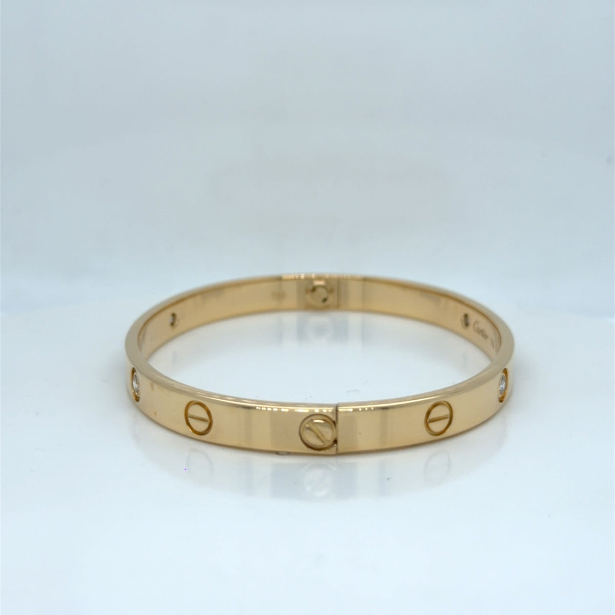 Cartier Love Bracelet 18k Yellow Gold 4 Diamond 0.48 ctw Size 18 (view 6)