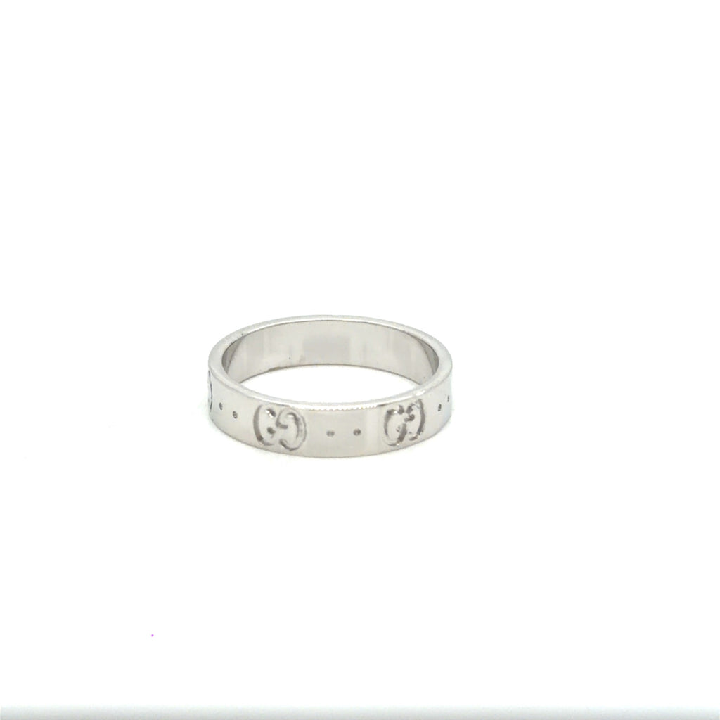 Gucci Icon Thin Band Ring 18K White Gold Size 5.75 (EU 12)