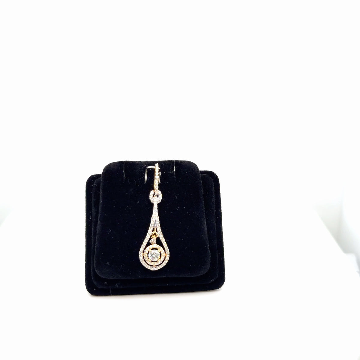 18K Yellow Gold Diamond Teardrop Pendant 0.67 ctw Natural Round Halo