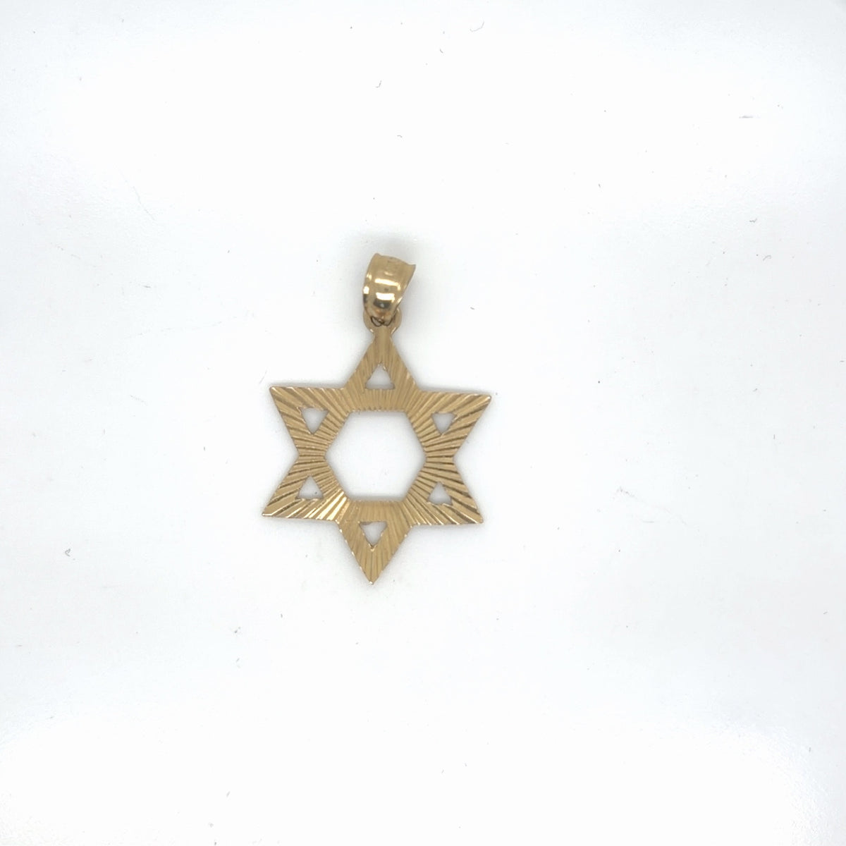 10K Yellow Gold Star of David Pendant, Diamond-Cut Textured, 2.23g (view 3)